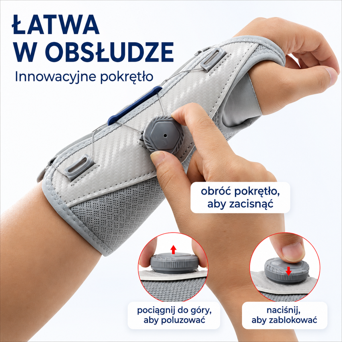 Armvro™ | Orteza Nadgarstka z Regulacją Docisku dla Wsparcia i Komfortu | Oddychający Materiał na Codzienne Użycie
