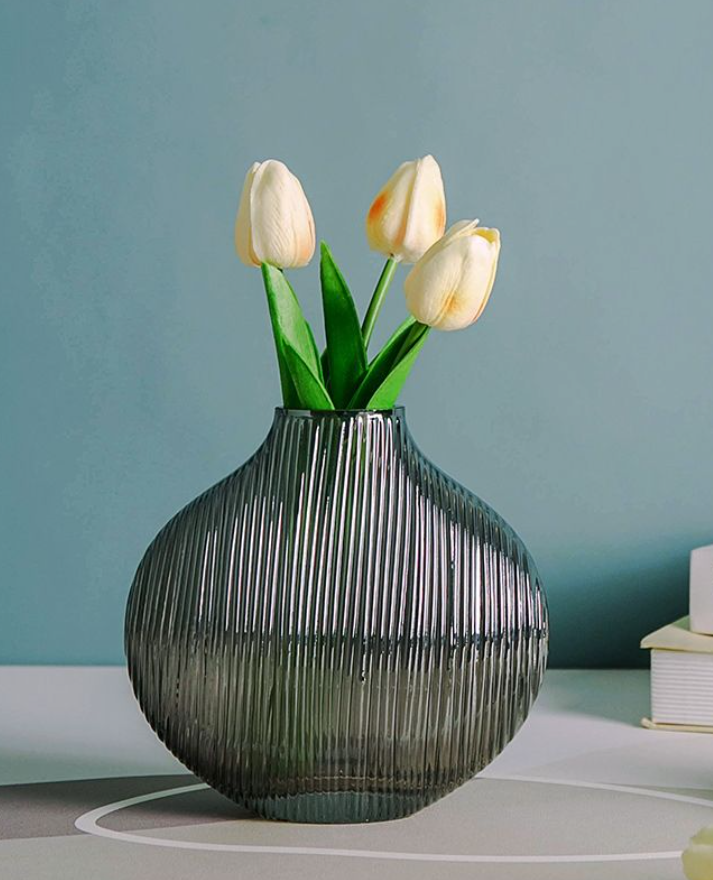 Wazon szklany w paski dodatek do kwiatu ciętego i suszonego