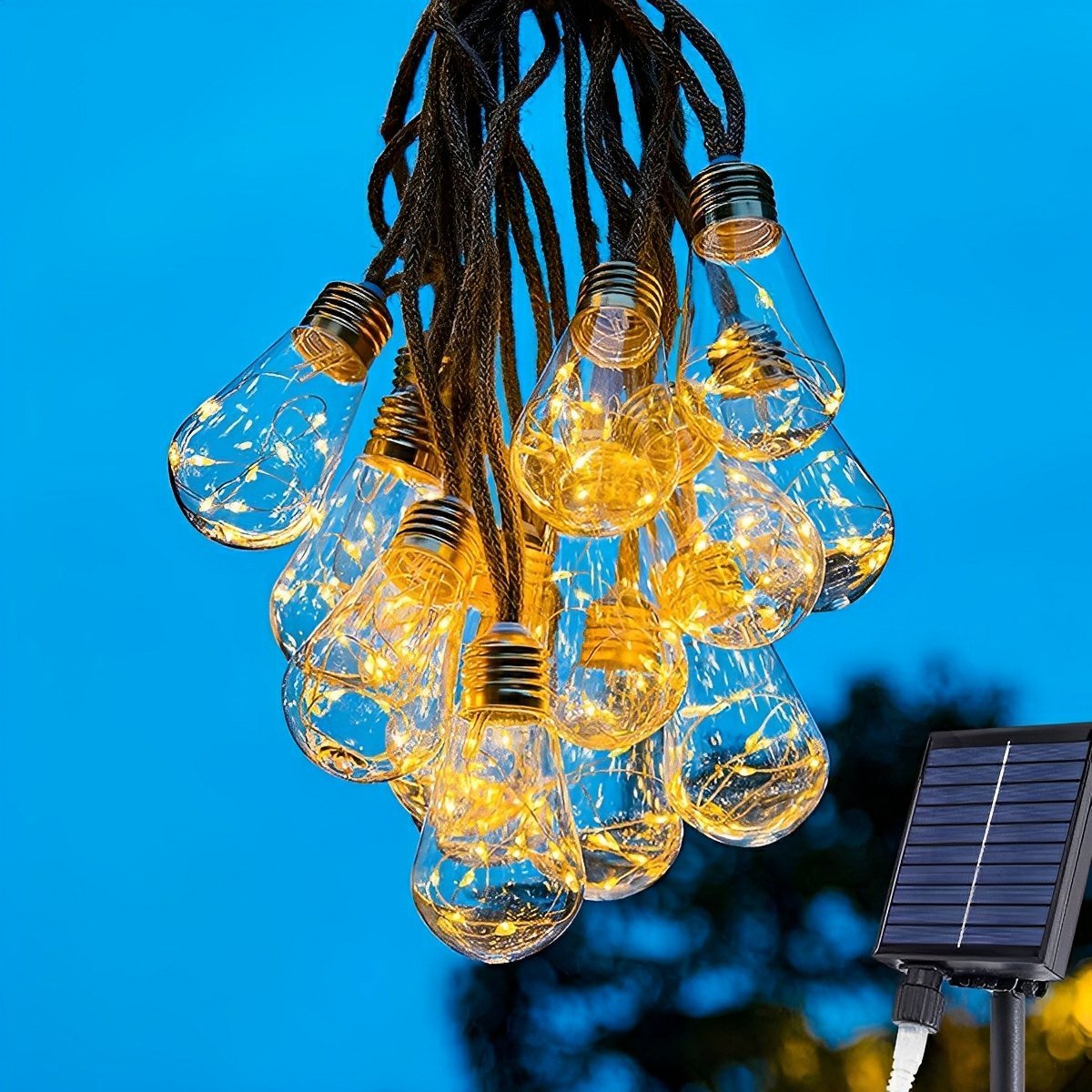 Oświetlenie Zewnętrzne | Przezroczyste Żarówki Sznurkowe LED z Energią Słoneczną | Wodoodporne dla Uroku na Zewnątrz