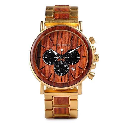 Stylowy Zegarek Męski Kwarcowy z Drewna – Ekologiczny, Wodoodporny, Świecące Wskazówki, 44 mm Tarcza