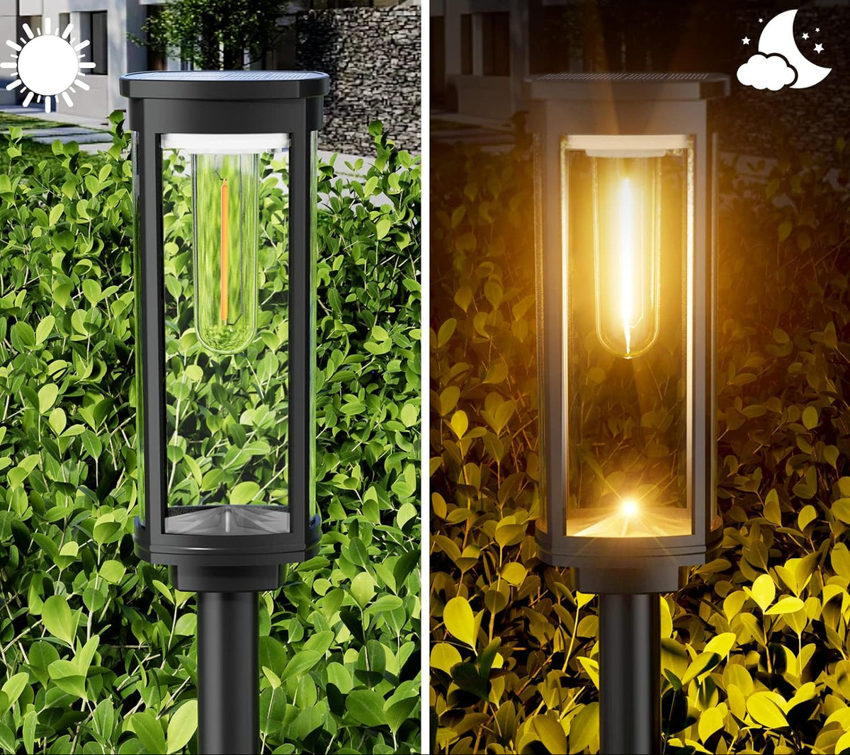 Zewnętrzne lampy podłogowe LED zasilane energią słoneczną w szklanej obudowie – odporne na warunki atmosferyczne oświetlenie ścieżek