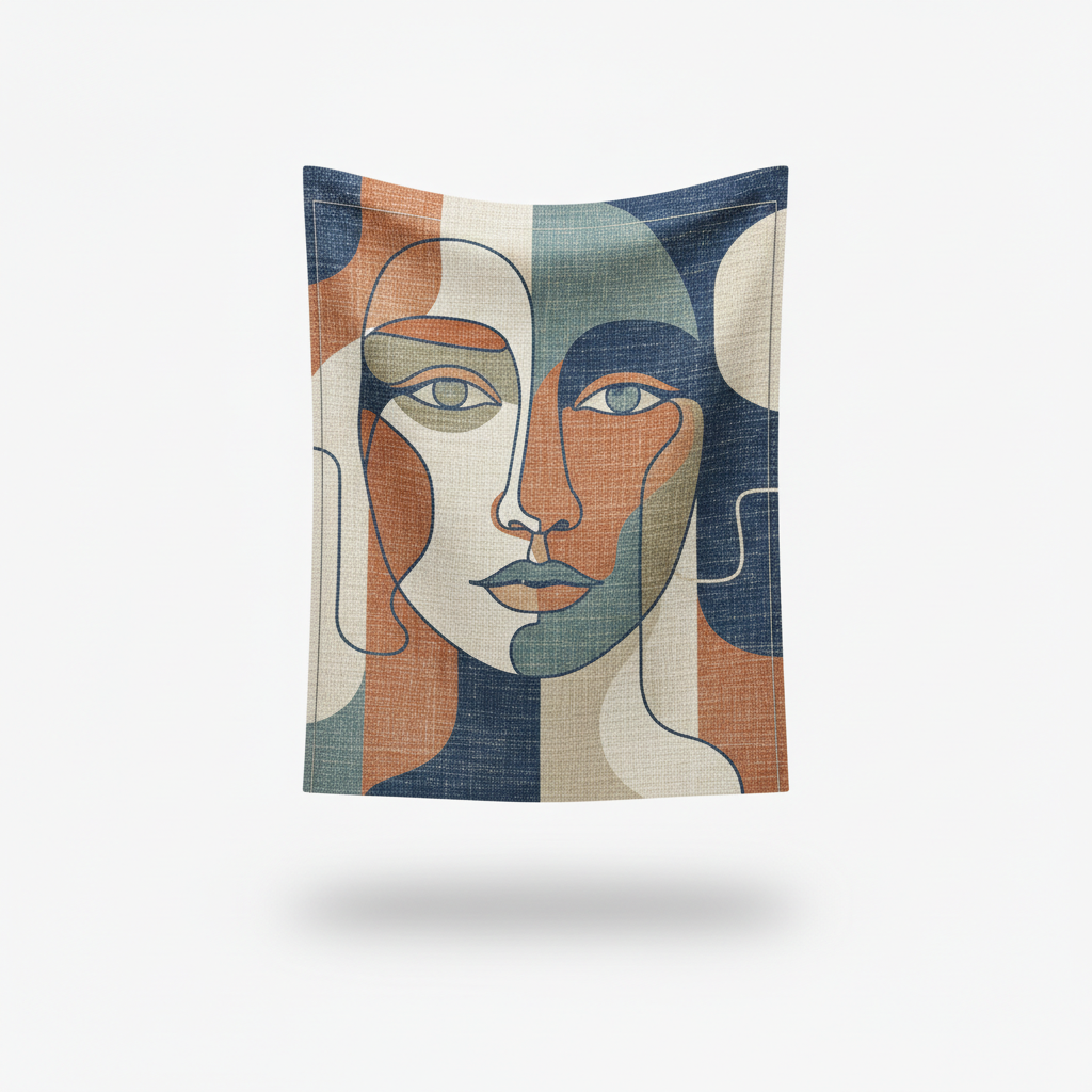 Tapiseria ścienna z abstrakcyjną twarzą