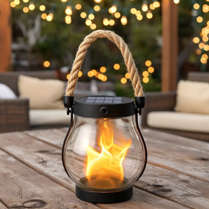 Lampa wisząca solarna z efektem płomienia