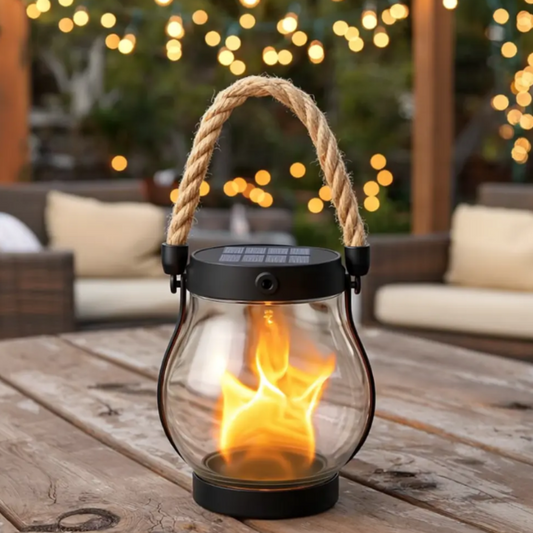 Lampa wisząca solarna z efektem płomienia