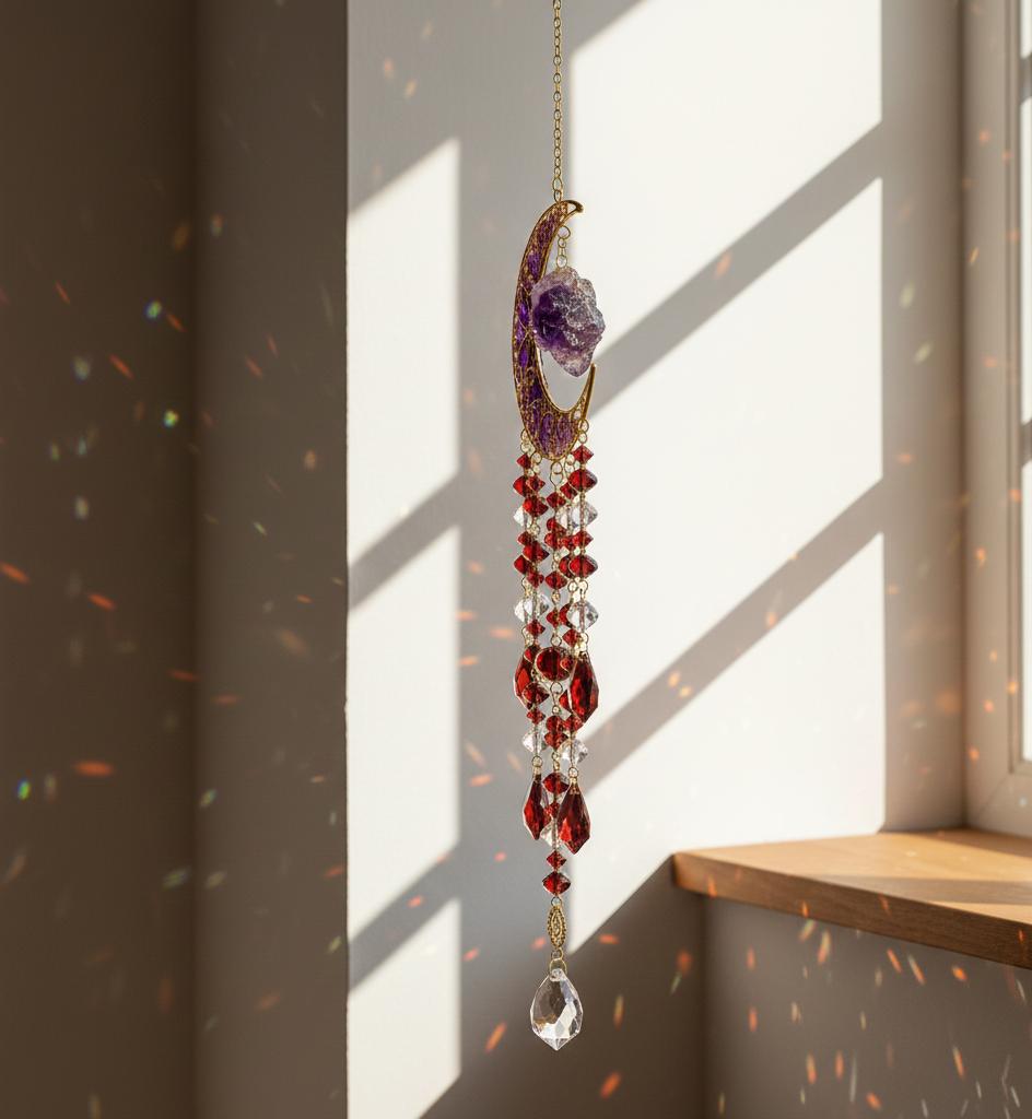 Dzwonek wiatrowy z ametystu do wnętrza