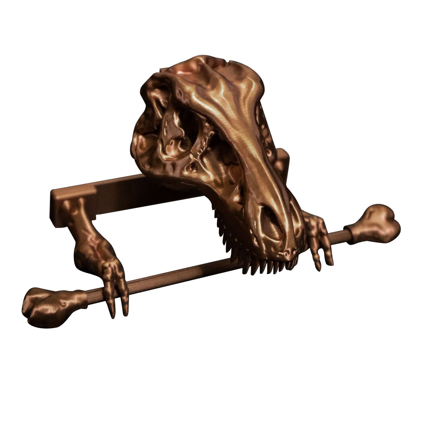 Metalowy stojak na ręczniki papierowe w formie dinozaura