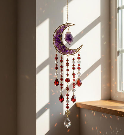 Dzwonek wiatrowy z ametystu do wnętrza