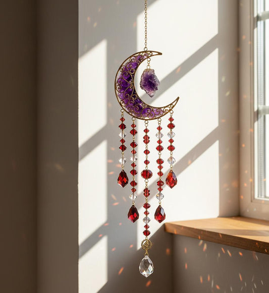 Dzwonek wiatrowy z ametystu do wnętrza