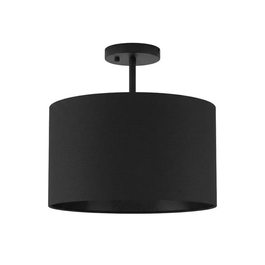 Lampa sufitowa z czarnym materiałowym kloszem