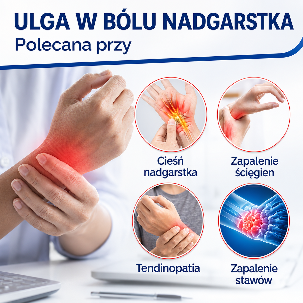 Armvro™ | Orteza Nadgarstka z Regulacją Docisku dla Wsparcia i Komfortu | Oddychający Materiał na Codzienne Użycie