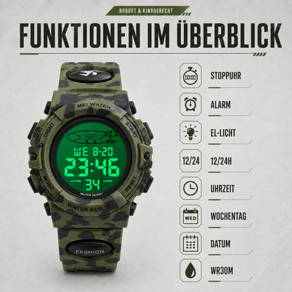 Dziecięcy Wodoodporny Cyfrowy Zegarek TimeGuard z Funkcją Alarmu