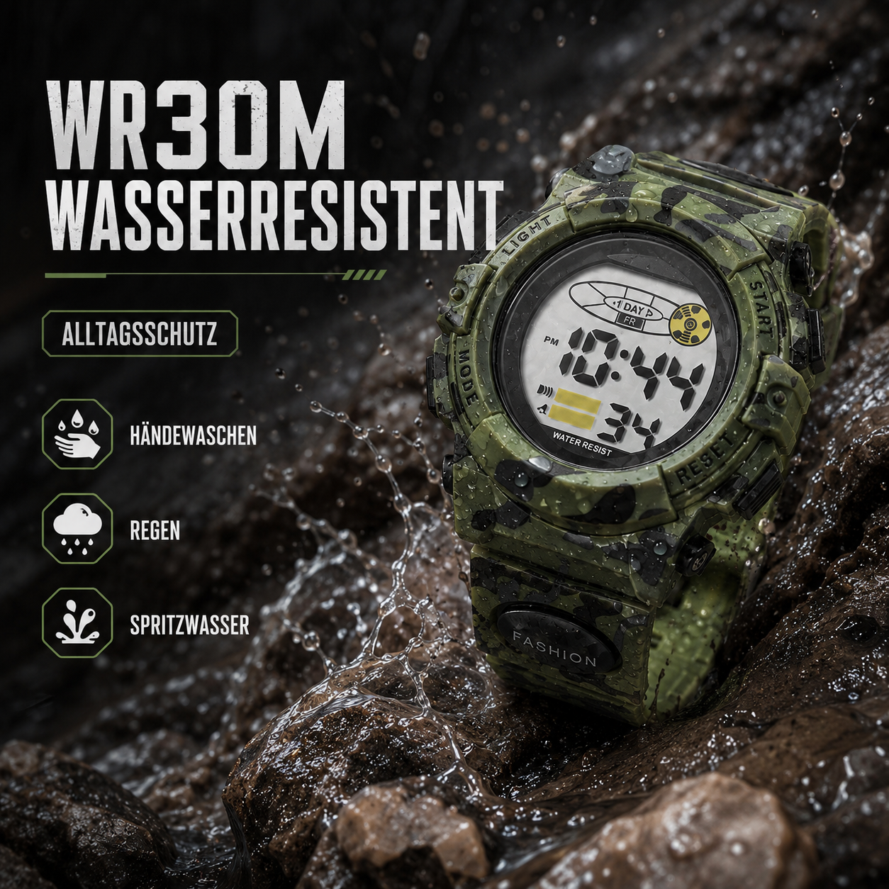 Dziecięcy Wodoodporny Cyfrowy Zegarek TimeGuard z Funkcją Alarmu