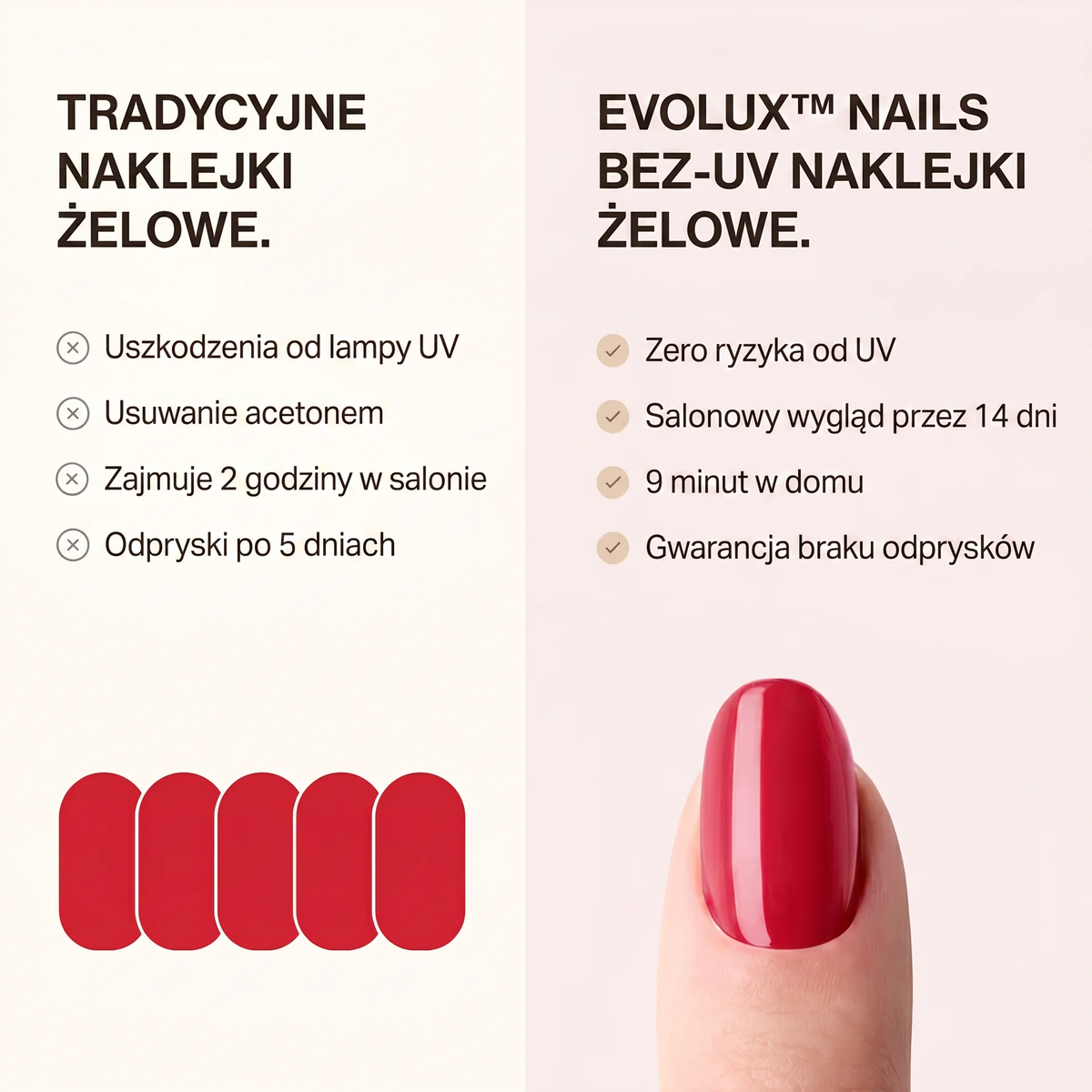 Evolux Nails | Żelowe Paznokcie z Efektem Lustrzanym | Trwałe i Eleganckie Wykończenie