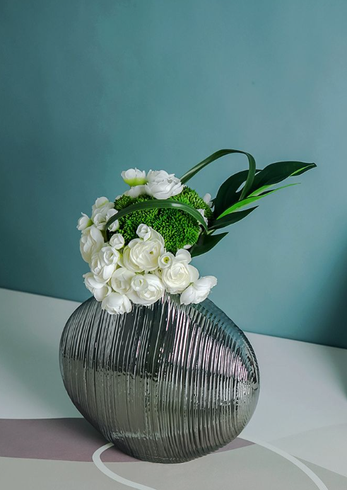 Wazon szklany w paski dodatek do kwiatu ciętego i suszonego