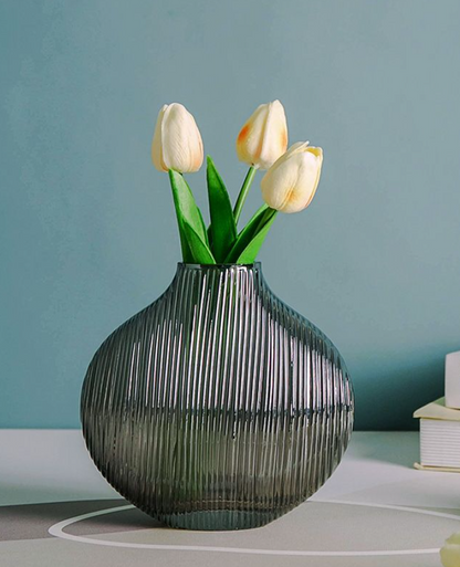 Wazon szklany w paski dodatek do kwiatu ciętego i suszonego