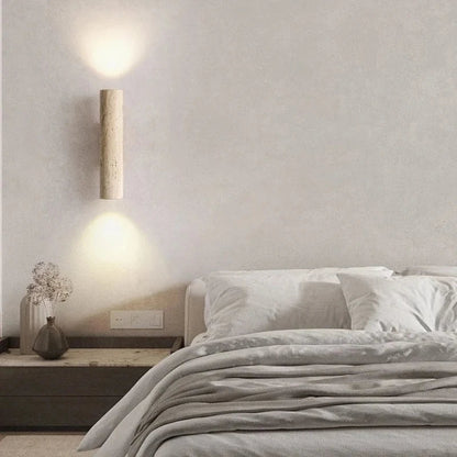 Kamienna cylindryczna lampa ścienna z podwójnym światłem