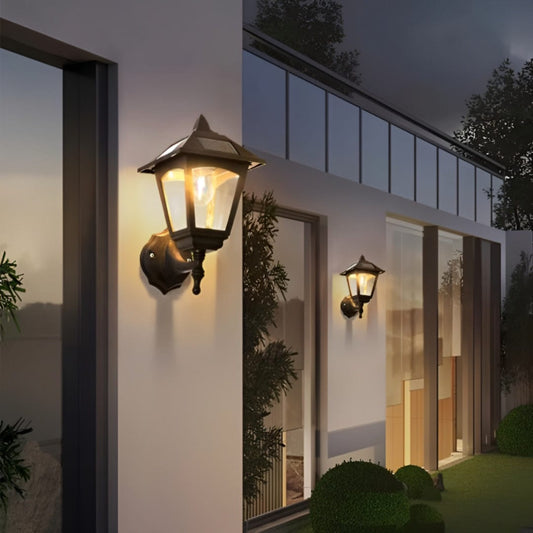 Kinkiet Solarny Zewnętrzny z Nowoczesnym Designem – Ekologiczne Oświetlenie do Ogrodów i Tarasów, IP65, E27 LED