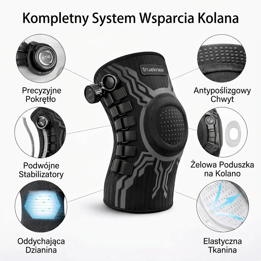 Knevro™ | Stabilizująca Orteza Kolana z Systemem Smart Knob | Wsparcie i Komfort dla Aktywności Sportowych