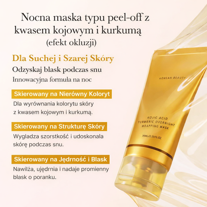 Kobieta Peel-Off Maska Nocna z Kwasem Kojowym i Kurkumą do Twarzy