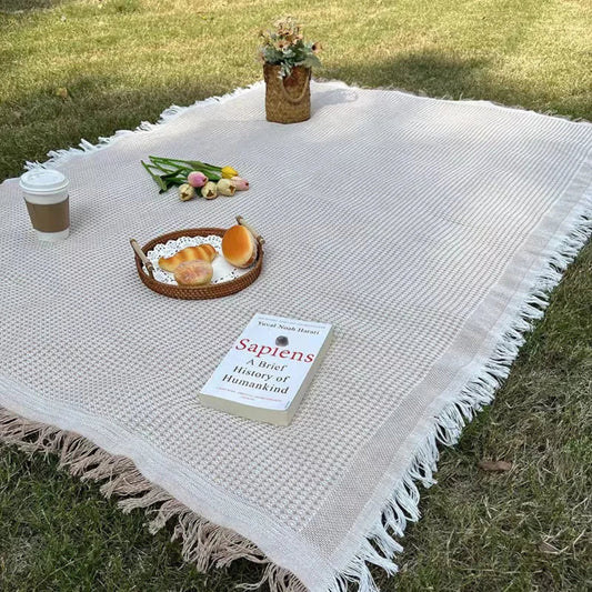 Koc Piknikowy z Frędzlami - Lekki, Miękki i Wszechstronny do Użytku na Zewnątrz