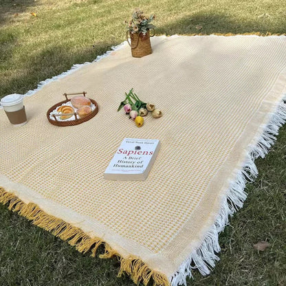 Koc Piknikowy z Frędzlami - Lekki, Miękki i Wszechstronny do Użytku na Zewnątrz