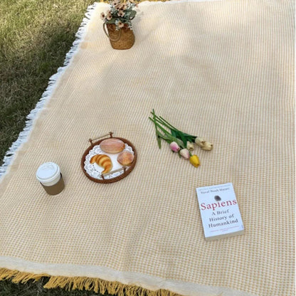 Koc Piknikowy z Frędzlami - Lekki, Miękki i Wszechstronny do Użytku na Zewnątrz