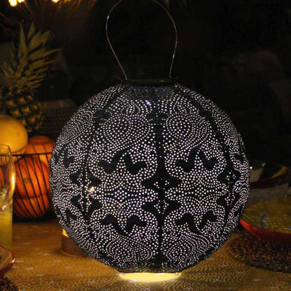 Lampa Ogrodowa Kula z Ręcznie Odbitym Wzorem Marrakeszu - Słoneczna Lampa do Ogrodu, 30 cm, Ekologiczne Zasilanie