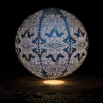 Lampa Ogrodowa Kula z Ręcznie Odbitym Wzorem Marrakeszu - Słoneczna Lampa do Ogrodu, 30 cm, Ekologiczne Zasilanie
