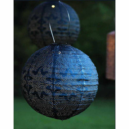 Lampa Ogrodowa Kula z Ręcznie Odbitym Wzorem Marrakeszu - Słoneczna Lampa do Ogrodu, 30 cm, Ekologiczne Zasilanie