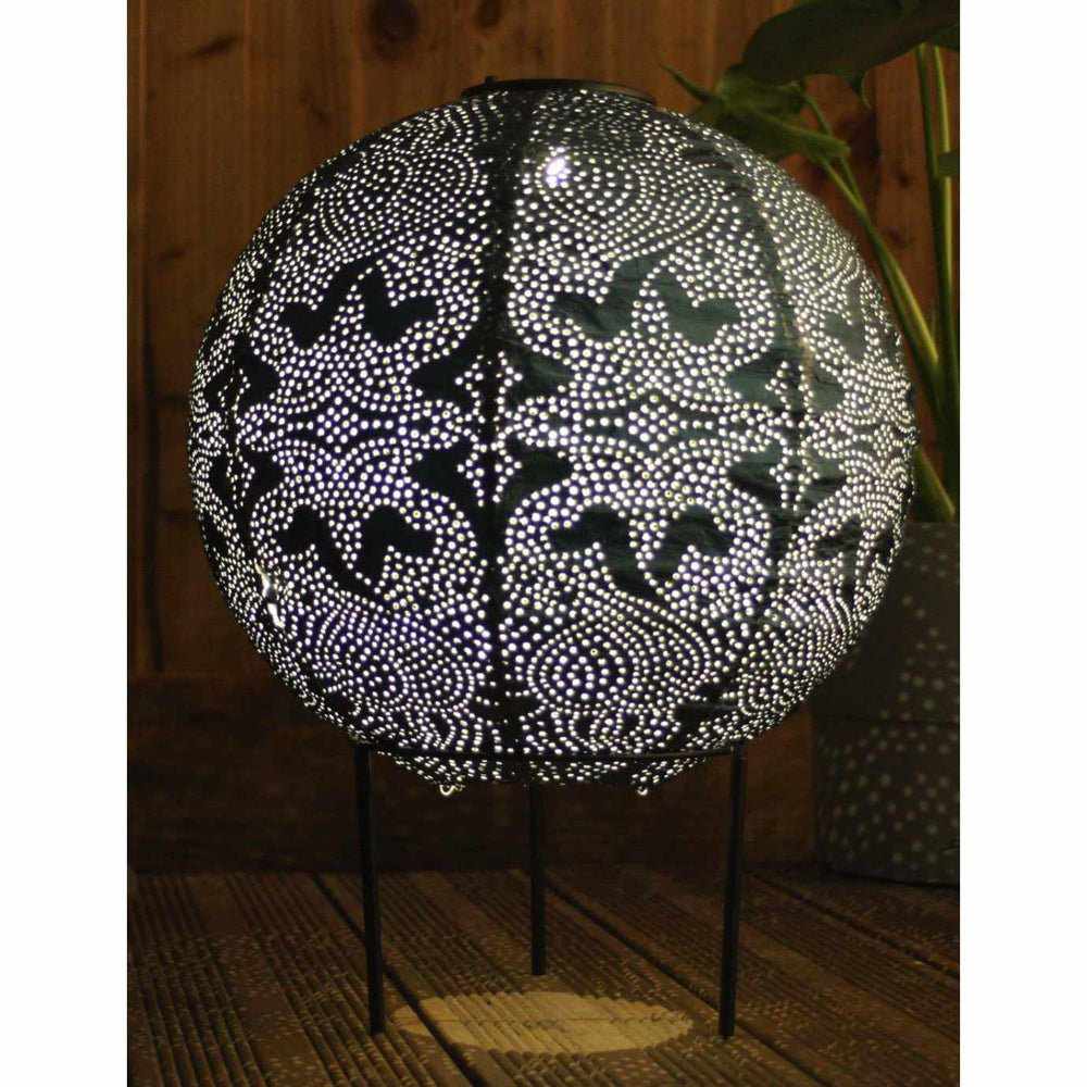 Lampa Ogrodowa Kula z Ręcznie Odbitym Wzorem Marrakeszu - Słoneczna Lampa do Ogrodu, 30 cm, Ekologiczne Zasilanie