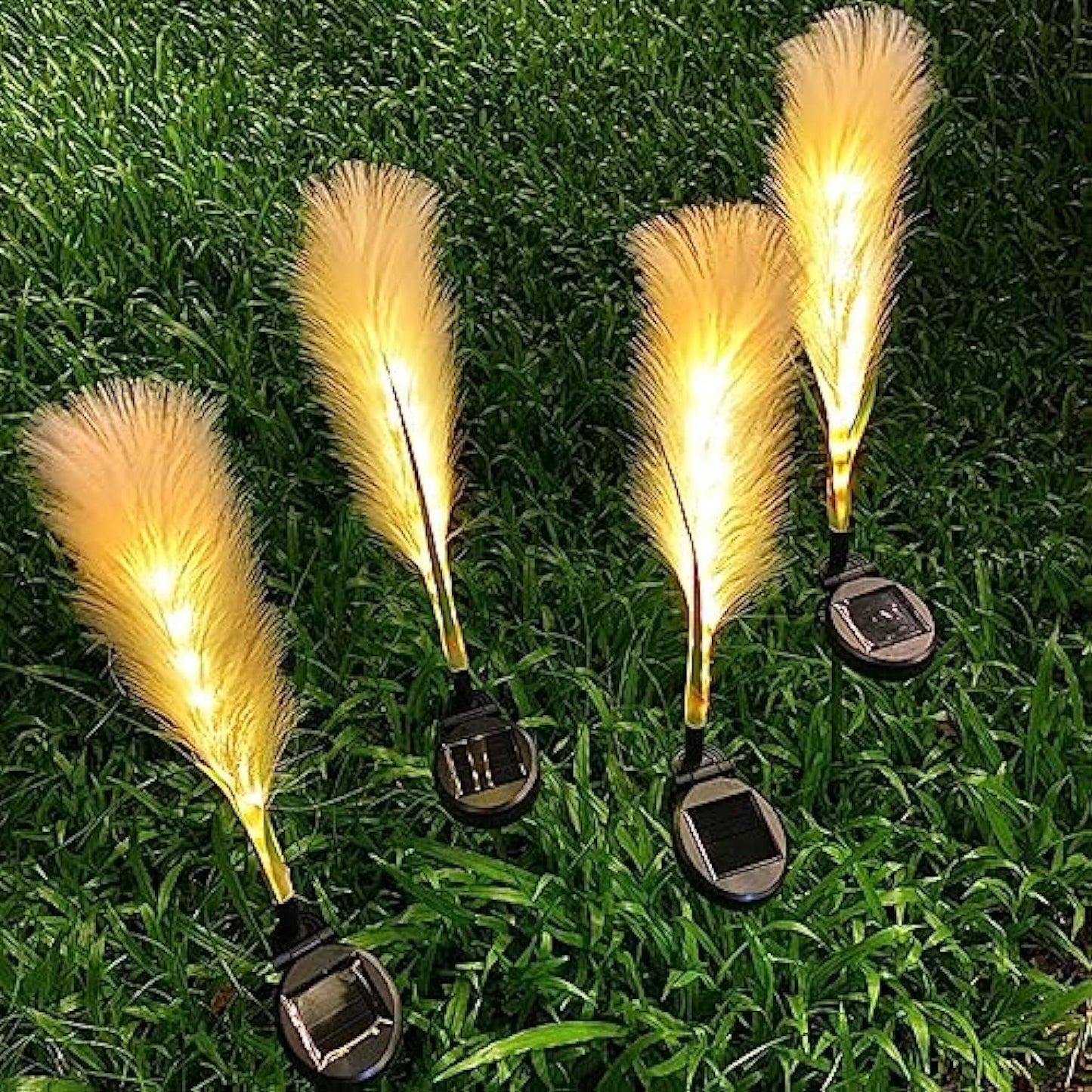 Lampa Ogrodowa Solarna z Trzciny – 4 Sztuki, Naturalny Design do Ogrodu, Automatyczne Włączanie, Odporna na Warunki Atmosferyczne
