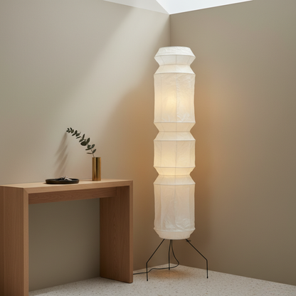 Lampa Podłogowa Nowoczesna z Kloszem z Papieru Washi | Regulowana Wysokość dla Przytulnej Atmosfery