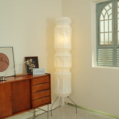 Lampa Podłogowa Nowoczesna z Kloszem z Papieru Washi | Regulowana Wysokość dla Przytulnej Atmosfery