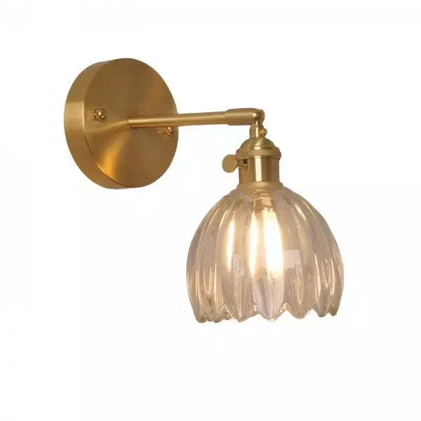 Lampa Ścienna Retro ze Szklanym Kloszem Tulipanowym