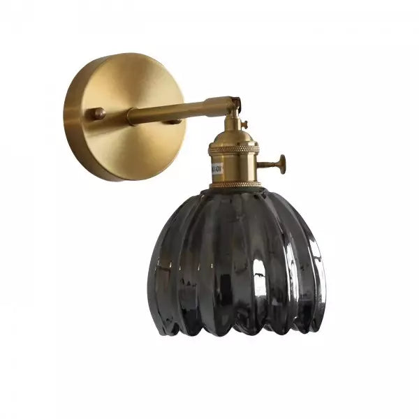 Lampa Ścienna Retro ze Szklanym Kloszem Tulipanowym