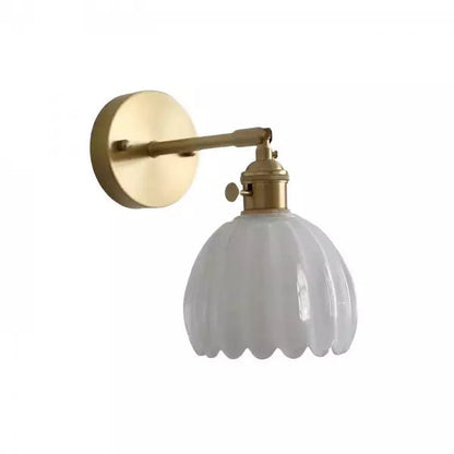 Lampa Ścienna Retro ze Szklanym Kloszem Tulipanowym