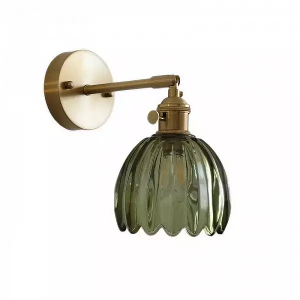Lampa Ścienna Retro ze Szklanym Kloszem Tulipanowym