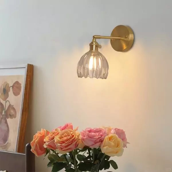 Lampa Ścienna Retro ze Szklanym Kloszem Tulipanowym