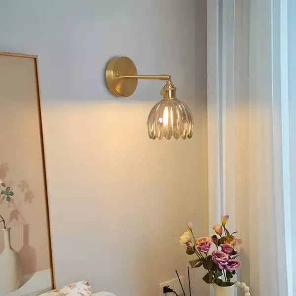 Lampa Ścienna Retro ze Szklanym Kloszem Tulipanowym