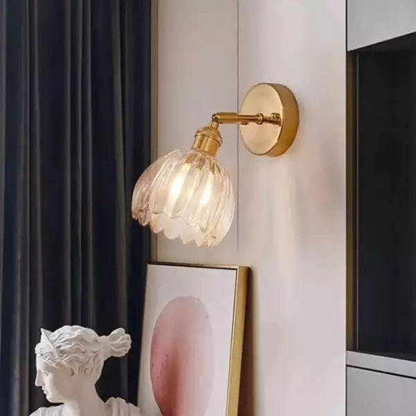 Lampa Ścienna Retro ze Szklanym Kloszem Tulipanowym