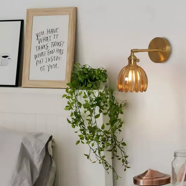 Lampa Ścienna Retro ze Szklanym Kloszem Tulipanowym