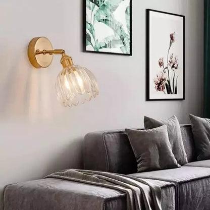 Lampa Ścienna Retro ze Szklanym Kloszem Tulipanowym
