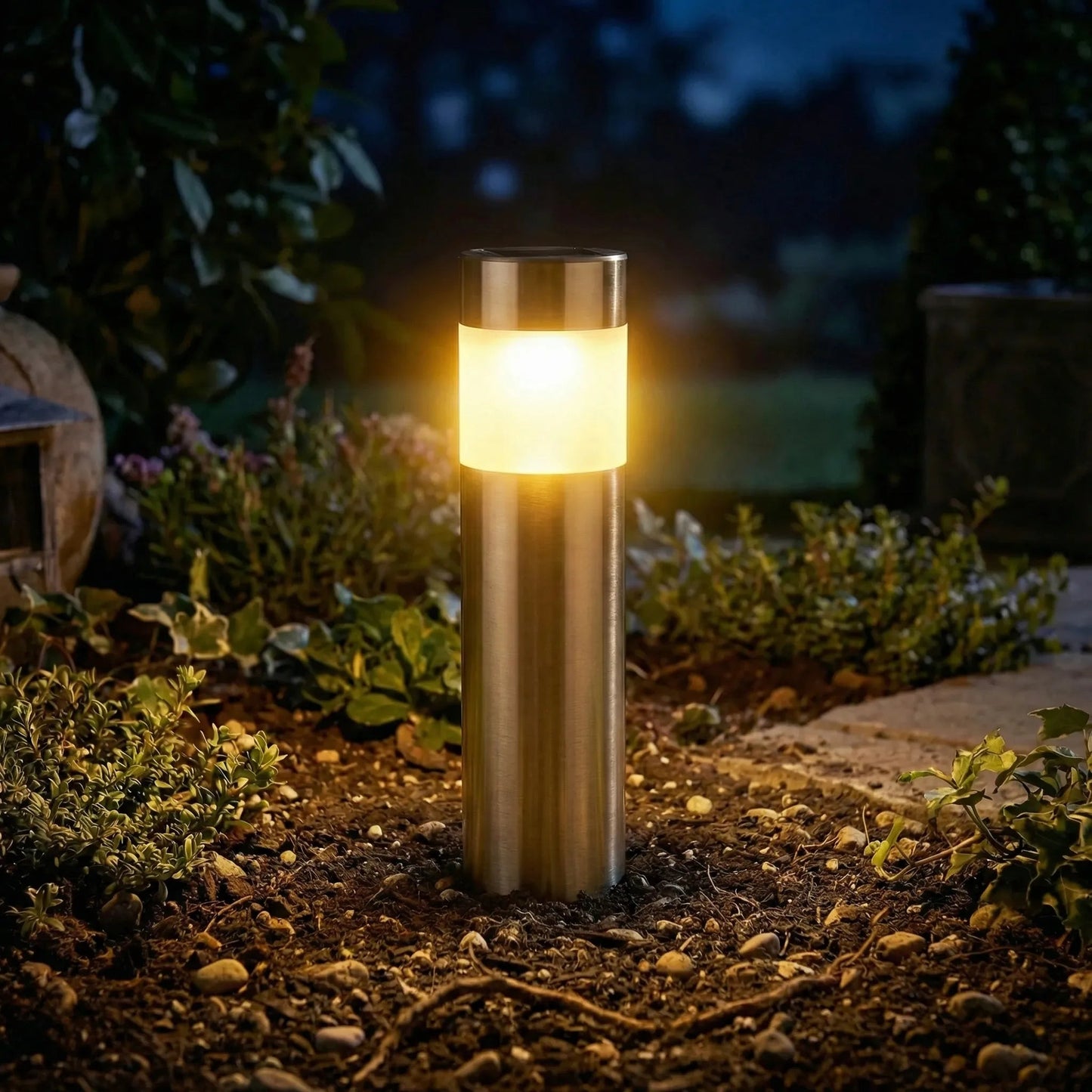 Solarne lampy ogrodowe LED z automatycznym włączaniem/wyłączaniem – cylindryczne, białe światło