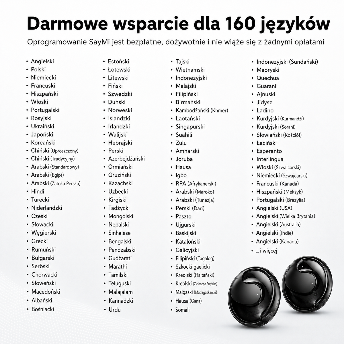 MINISO | Słuchawki Tłumaczące Bluetooth 135 Języków
