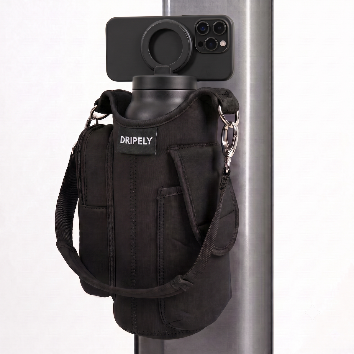 Magnetyczna Torba na Butelkę z Neoprenu z Kieszenią na Telefon | Stabilne Mocowanie dla Wygody w Treningu