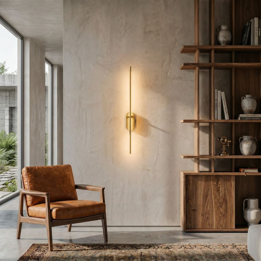 Minimalistyczna lampa ścienna LED góra dół złote wykończenie