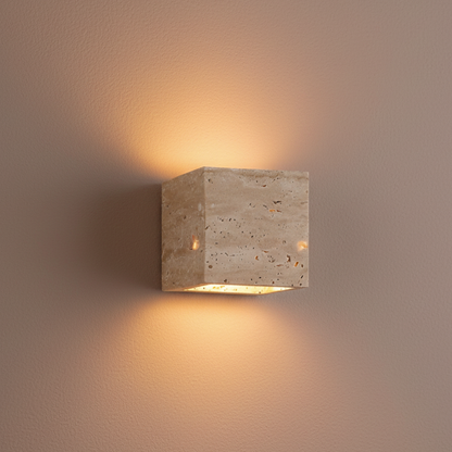 Minimalistyczny Kinkiet Zewnętrzny z Naturalnego Trawertynu | Wodoodporny Design do Wnętrz i na Zewnątrz