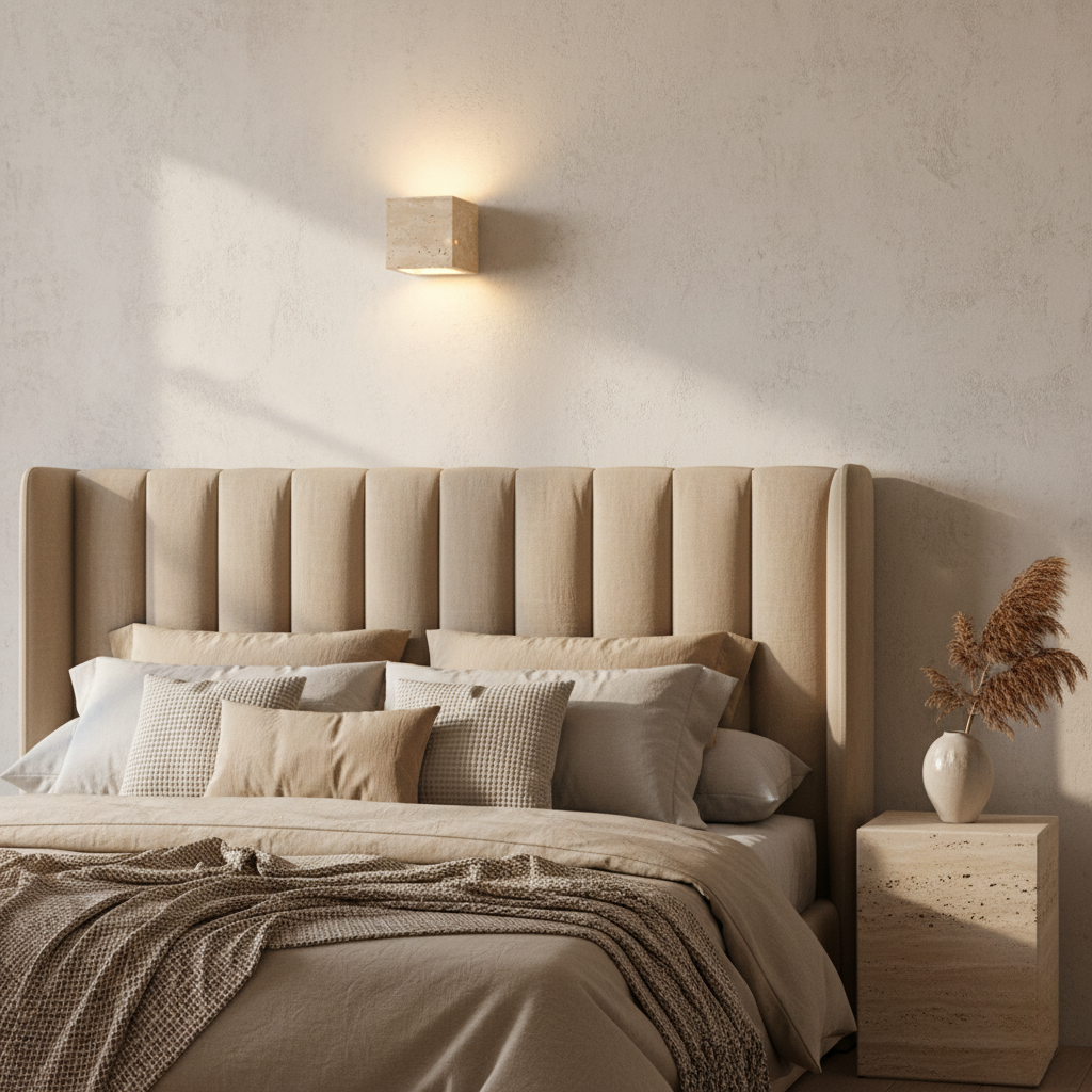 Minimalistyczny Kinkiet Zewnętrzny z Naturalnego Trawertynu | Wodoodporny Design do Wnętrz i na Zewnątrz