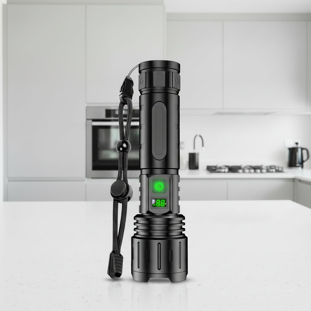 Akumulatorowa Latarka LED z 5 Trybami Oświetlenia, Funkcją Power Banku i Ładowaniem USB-C, IPX6