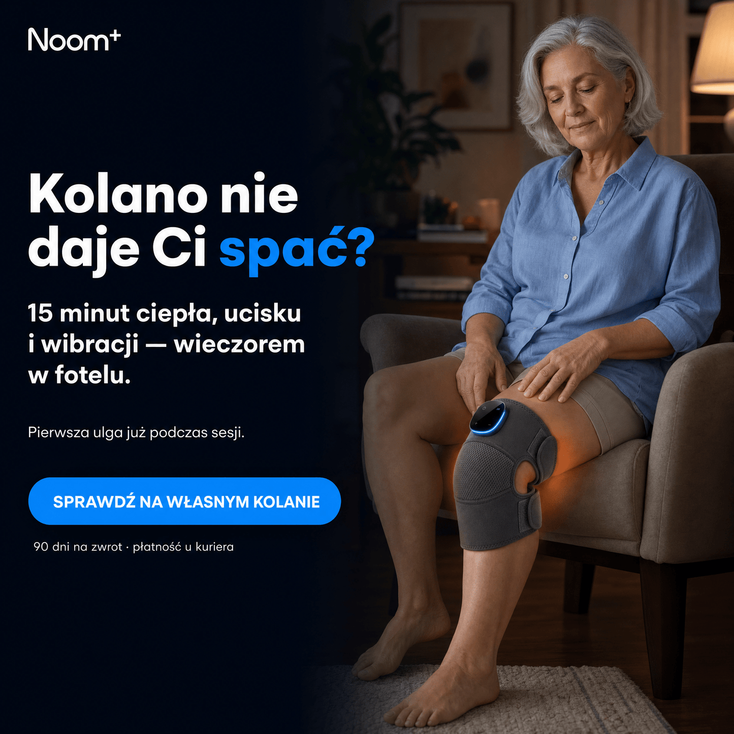 NoomKneePro Masażer Kolan z Potrójną Metodą Ciepła, Masażu i Kompresji